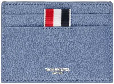 Thom Browne Blue Pebble Grain Rose 4-bar Single Card Holder In 450 Blue