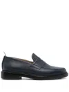 Thom Browne Textured Calf Leather Loafers With Tricolor Accent In Blue