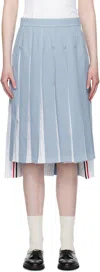 Thom Browne Blue Pleated Denim Midi Skirt In Blue
