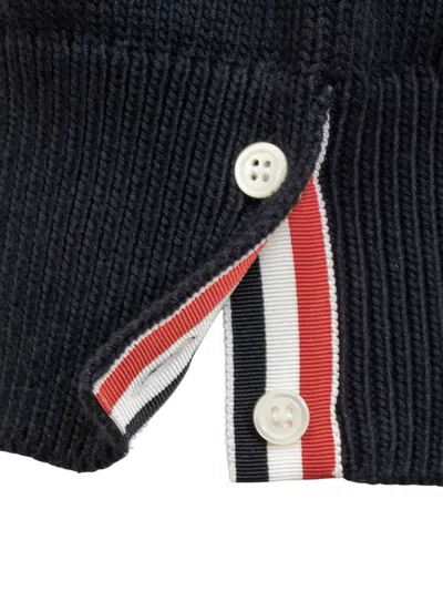 Thom Browne Blue Polo Shirt With 4bar Detail In Cotton Woman In Black
