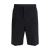 Thom Browne Blue Polyester Bermuda Shorts In Black