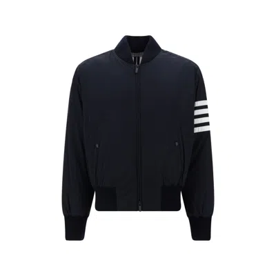 THOM BROWNE BLUE POLYESTER BOMBER