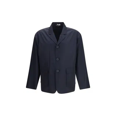 Thom Browne Blue Jacket With Frontal Buttons Closure