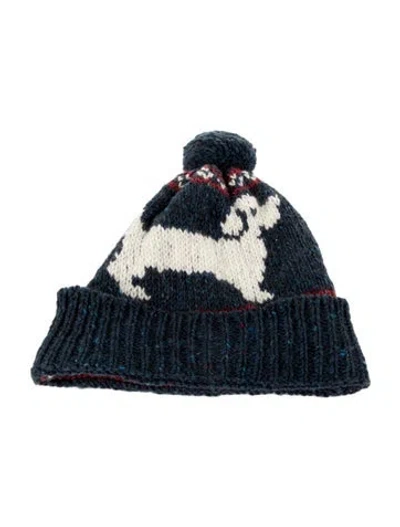 Pre-owned Thom Browne Blue Pom Pom Beanie