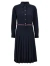 Thom Browne Woman Midi Dress Navy Size 6 Cotton In Blue