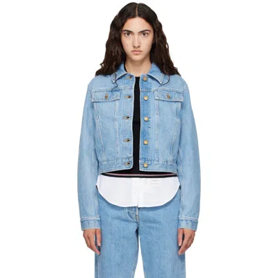 Thom Browne Blue Shrunken Selvedge Denim Jacket In 480light Blue