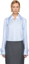 Thom Browne Gingham Silk Twill Button-up Shirt In Blue