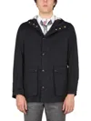 Thom Browne Blue Solid Hood Jacket In Blue
