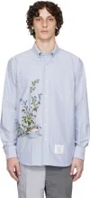 Thom Browne Cotton Embroidered Scenic Goose Shirt In Blue