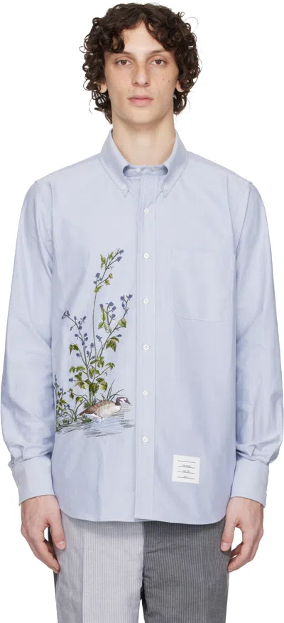 Thom Browne Blue Straight Fit Stitch Goose Scenic Shirt