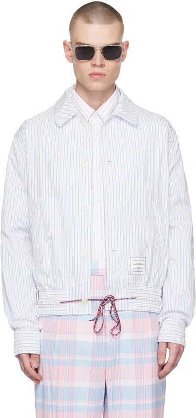 Thom Browne Blue Striped Shirt Jacket