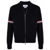 Thom Browne Rwb Stripe Zipped Jacket In Black