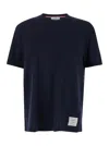 Thom Browne Blue T-shirt With Logo Patch In Stretch Wool Man In Blue
