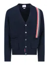 Thom Browne Rwb Stripe Intarsia Cotton Cardigan In Blue