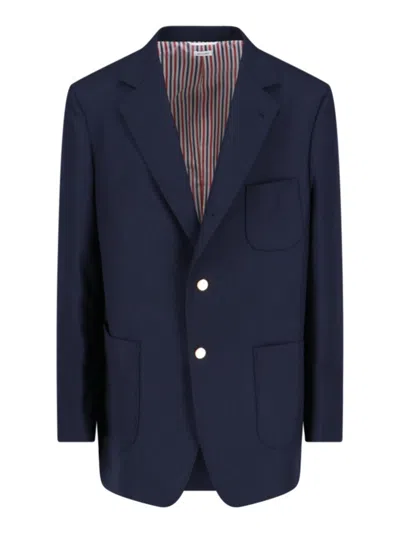 THOM BROWNE BLUE VIRGIN SINGLE-BREASTED BLAZER - BLUE