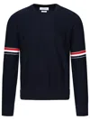 Thom Browne Men's Rwb Wool Crewneck Jumper Sweater In Navy