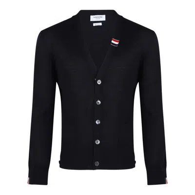 Thom Browne Blue Virgin Wool Sweaters In Black