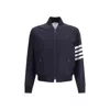 Thom Browne Blue Wool Bomber In Black