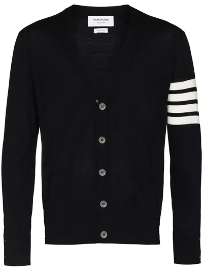 THOM BROWNE BLUE WOOL CARDIGAN