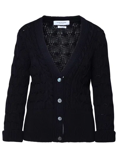 Thom Browne Blue Wool Cardigan Woman