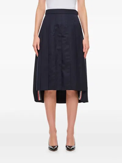 Thom Browne Blue Wool Pleated Skirt