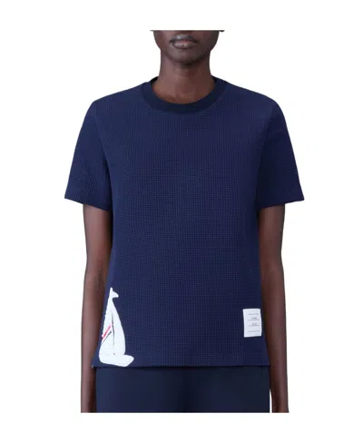 Thom Browne Boat-patch Detail T-shirt In Blue