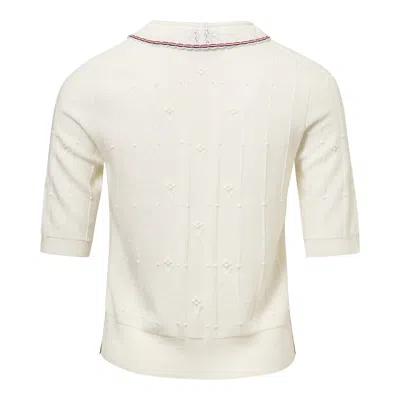 Thom Browne Bobble Stitch Cotton Knit Top In White