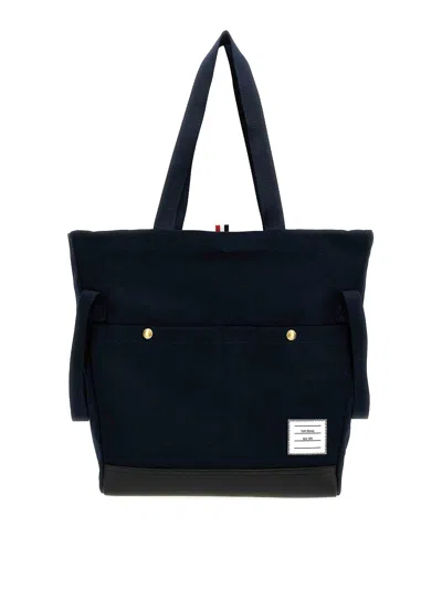 Thom Browne Snap Pocket Shopping Bag In Blue