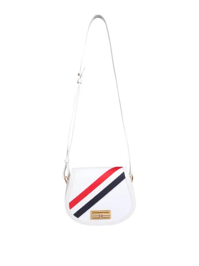 Thom Browne Canvas Saddle Shoulder Bag In White