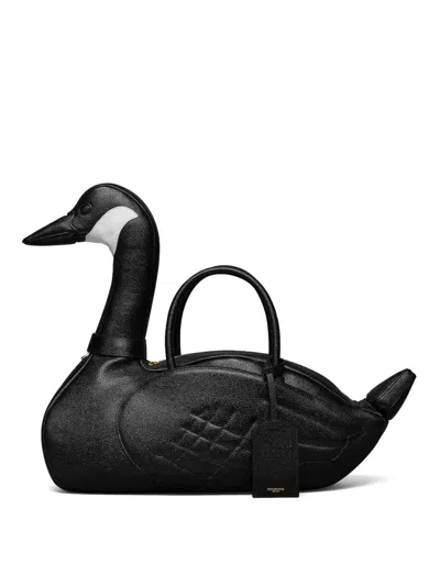 Thom Browne Goose Bag In Pebble Grain Leather In Black