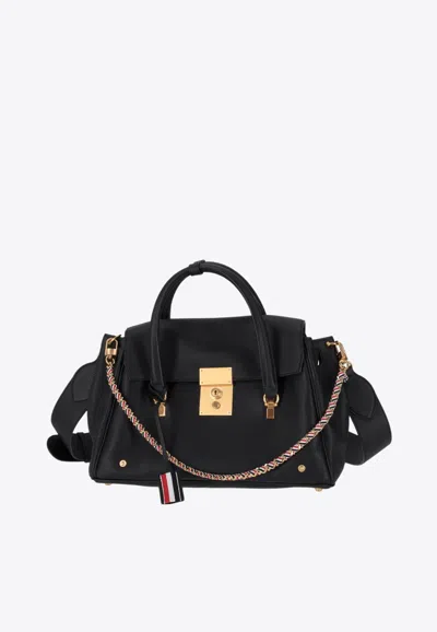 Thom Browne Bolton Grained Leather Top Handle Bag In Black