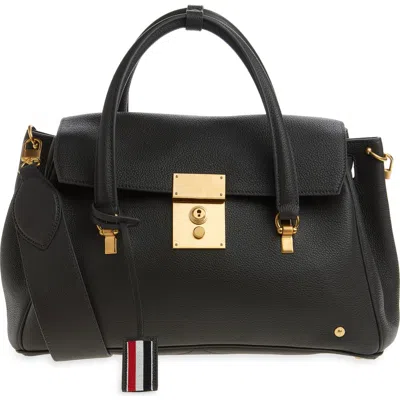 Thom Browne Bolton Pebble Grain Leather Satchel In Black