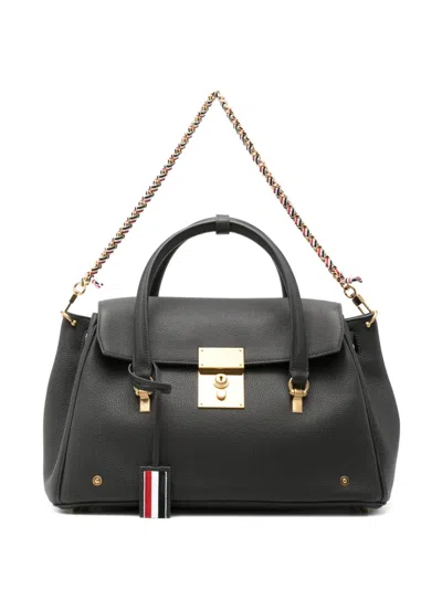 Thom Browne Bolton Pebbled Tote Bag In Grey