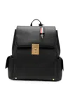 Thom Browne Bolton Pebbled-leather Push-lock Backpack In Black