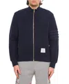 Thom Browne Bomber Jacket With Embossed Stripes And Zip Fastening In Blue