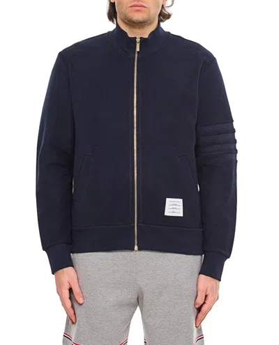 Thom Browne Bomber Jacket With Embossed Stripes And Zip Fastening In Blue