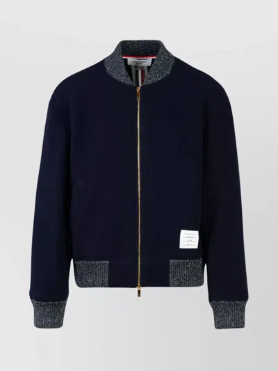 Thom Browne Navy Zip-up Bomber Jacket