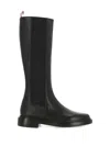 Thom Browne Leather Chelsea Boots With Elastic Side Panels In Black