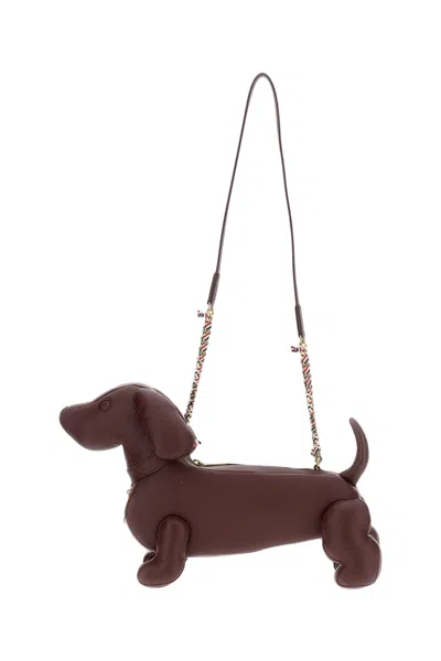 Thom Browne Bordeaux Hector Pebbled Leather Bag In Burgundy