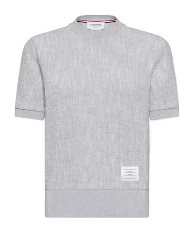 Thom Browne Bouclé Logo-patch T-shirt In White