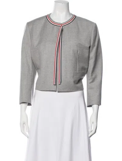Pre-owned Thom Browne Bow Front Drop Wool Jacket In Grey