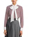 Thom Browne Bow Neck Silk Top In Multi