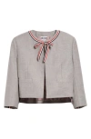 Thom Browne Bow Neck Wool Jacket In Light Grey