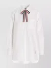 Thom Browne Bow Tie Logo Blouse In White