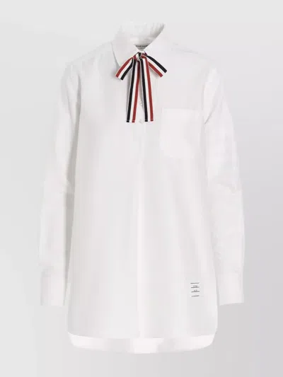 THOM BROWNE BOW TIE LOGO BLOUSE