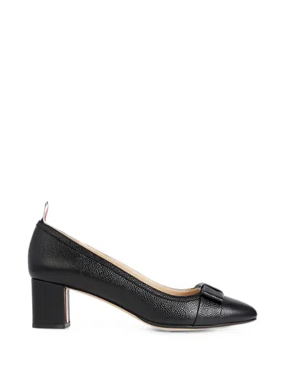 Thom Browne Bow-detailed Pebbled-leather Pumps In Black