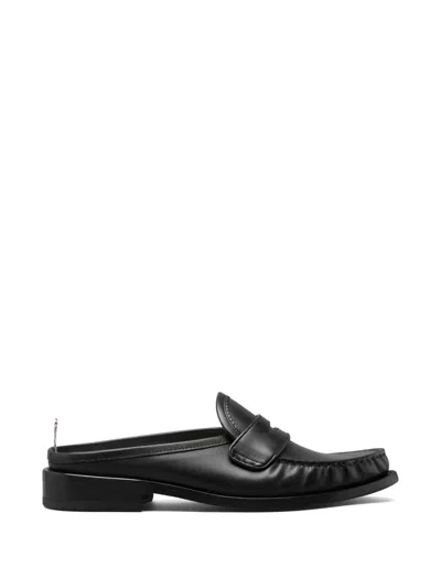 Thom Browne Box Calf-leather Pleated Varsity Loafer Mules With Leather Soles In Animal Print