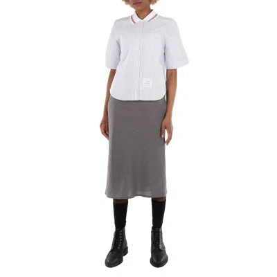 THOM BROWNE BOX PLEAT STRIPE POPLIN SHIRT