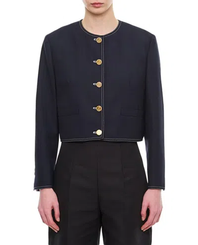 Thom Browne Box Pleated Cardigan Jacket In Black