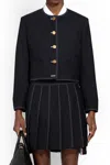 Thom Browne Woman Jacket Midnight Blue Size 4 Wool In Blue